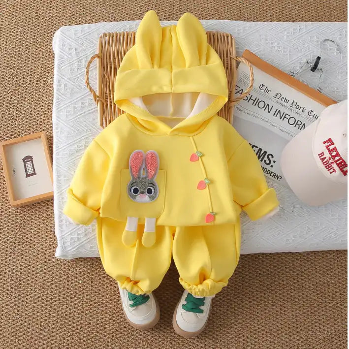 2-Piece Kids Bunny Hoodie & Pants Outfit β Pink, Yellow or Red (1-5 Years)